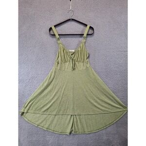 DRESSFO Dress Womens Size 6 Olive Green Flowy High Low Tie Neck Feminine‎ Party